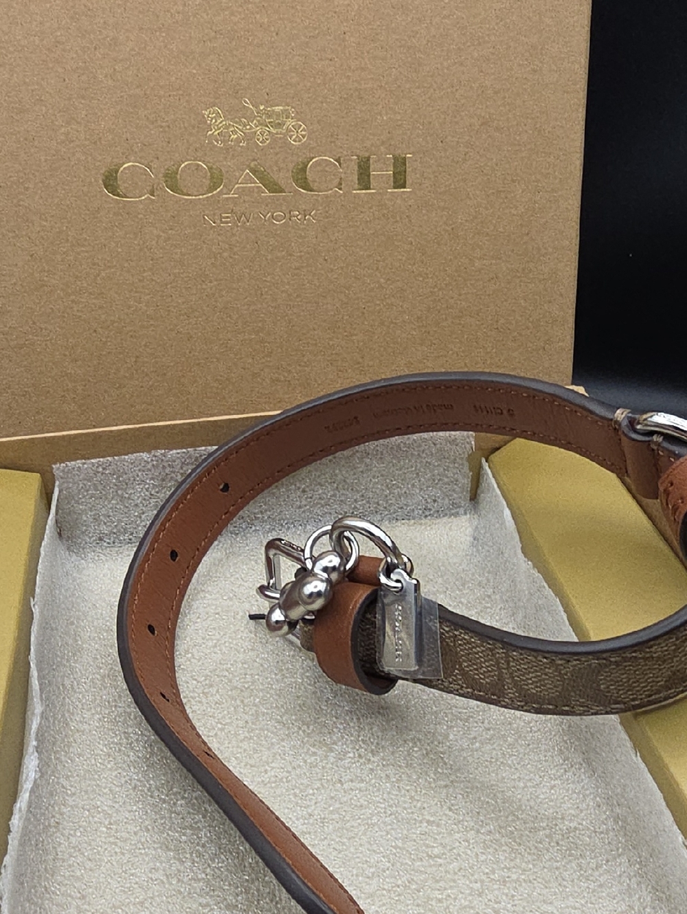 Coach Brown Signature  Leather Dog Collar with Silver Hardware